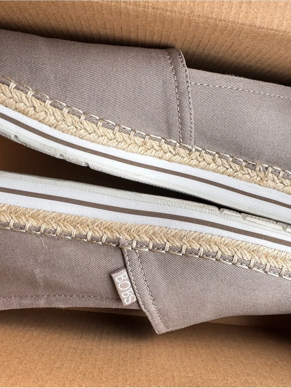 Skechers BOBS Women's Espadrille Slip-Ons in Taupe